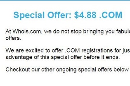 COM域名首年注册仅需4.88美元优惠活动